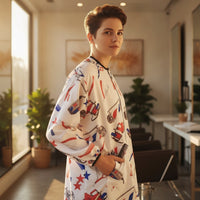 Stylist Jacket Long-Sleeve Barber Coat Printed for Hairdressers
