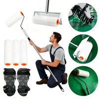 Floor Paint Tool Kit with Self-Leveling De-Foaming Gear Roller and Anti-Slip Spiked Shoes