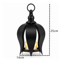 Black Metal Candle Lantern Warm Radiance for Balcony