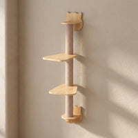 Wall Mounted Cat Shelf with Space Capsule Hammock, Solid Wood Wall-Mounted Climbing Solid Wood Post and Cat Shelves for Wall for Large Cats Play