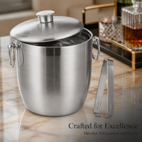 European Style 304 Stainless Steel Double-Layer Ice Bucket for Wine, Beer, and Spirits