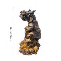 Tabletop Decorative Figurine Textured Surface Dragon Statue Raised Relief Home Decor for Tea Table