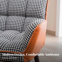 Upholstered Armchair Comfortable Seat Tufted Houndstooth Armchair Padded Cushion