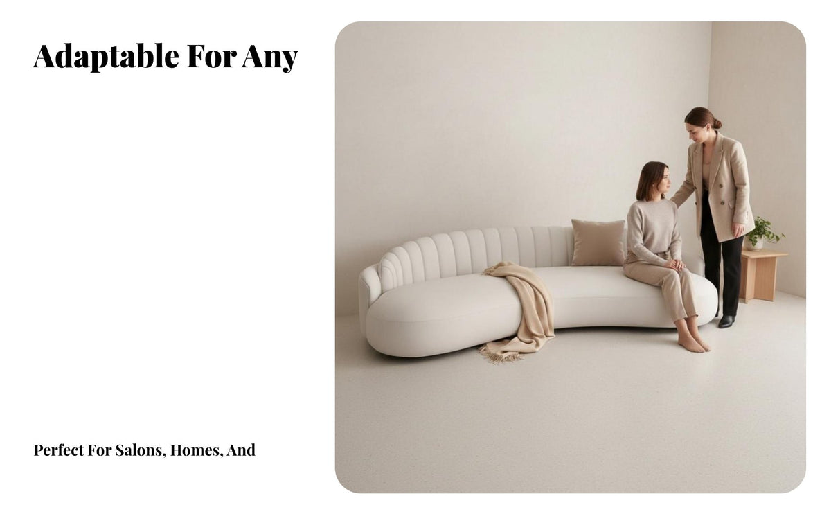 technical Fabric Curved Sofa Nordic aesthetic Couch Minimalist Lounge Seating cumulusLike Shape for Apartment Dwellers, Interior Designers, Living Room, Reception Area, cosmetic studio, Office