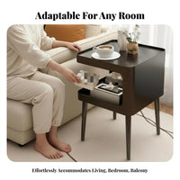C-Shaped End Table Space-Saving eveningstand additional Storage for Bedroom, Homeowners