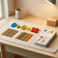 Printed Cards Montessori Math Set Raised Numbers Arithmetic Math Kit Colorful Wooden Number Toy Hands-on for Children