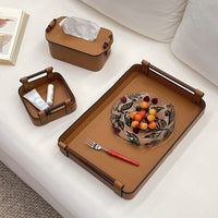 Oval Leather Tissue Box Cover for Tabletop