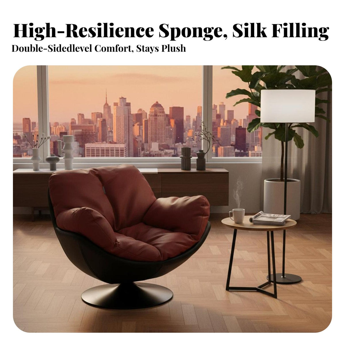 Designer Aesthetic Cushioned Swivel Armchair Upholstered Swivel Barrel Chair Luxuriously Soft Cushioning Indoor Seating Ergonomic Design for Adults, Homeowners, Interior Decorators, Living Room, Balcony, Home Office, Reading Nook