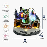 Christmas Lighted Rotating Music House Ornament