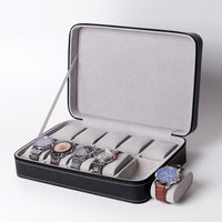 Ostrich Pattern PU Leather Zipper Watch Case, 6 or 10 Slots