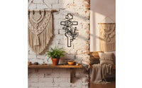 Floral Cross Sign Long-Lasting Material Religious Symbol Modern Outline