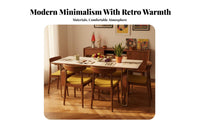 Sintered Stone Top Rectangular Wood-Leg Table German Modernist Inspired Dining Room Furniture Nordic Design mid-centuryera Modern design for Families, Homeowners, partners, Kitchen, Home, Restaurant