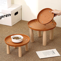 Faux Wood Grain Round Pet Raised Feeder for Cats and Dogs