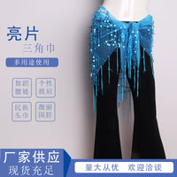Belly Dance Hip Scarf with Sequins and Tassels