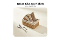 Desktop Sundries Box Sturdy Construction Rattan Storage Basket Handwoven Sundries Box Lace Trim Natural Fiber Container