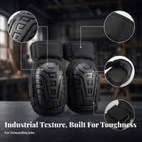 Impact Resistant Hard Shell Knee Pads Hook and Loop Black Knee Pads Nylon Safeguarding Gear Silicone for Laborers, Work Site