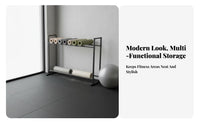 Space-Saving Exercise Ball and Mat Holder Sturdy Metal Frame Stretching Ball Storage Rack Large Capacity Multi-Tier Fitness Shelf for Pilates Studio