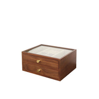 Multifunctional Walnut Wood Watch Box with Transparent Display