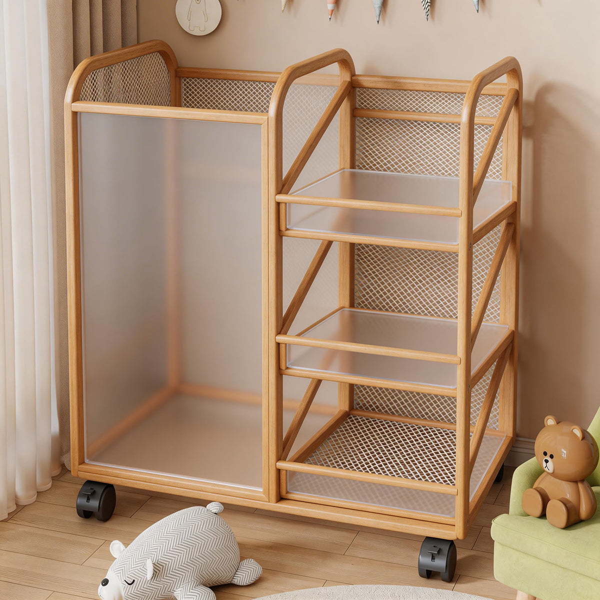 Yoga Mat Storage Rack for Home Living Room, Foam Roller Dumbbell Fitness Equipment Partitioned Storage Shelf, Racket Storage Shelf