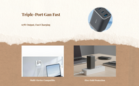 67W GaN charger, 3 ports, foldable