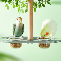 No-Mess Design Anti-Splash Bird Food Holder Easy to Clean Bird Perch with Food Bowls Long-Lasting Materials Hanging Parrot Feeder 360° Rotating for Cockatiels, Lovebirds, Small Parrots