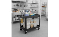 Easy to Clean 2-Tier Utility Trolley Sturdy 2 Tier Utility Trolley Large Capacity Multipurpose Rolling Organizer Multi-Functional for Restaurant, Warehouse, Workshop, Garage