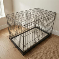 Double Door Dog Kennel Removable Tray doubleDoor Crate Collapsible