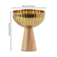 Fruit Bowl with Wooden Base Easy to Clean Ice Cream Dessert Bowl with Pedestal Base Decorative for Hosts, Kitchen Counter