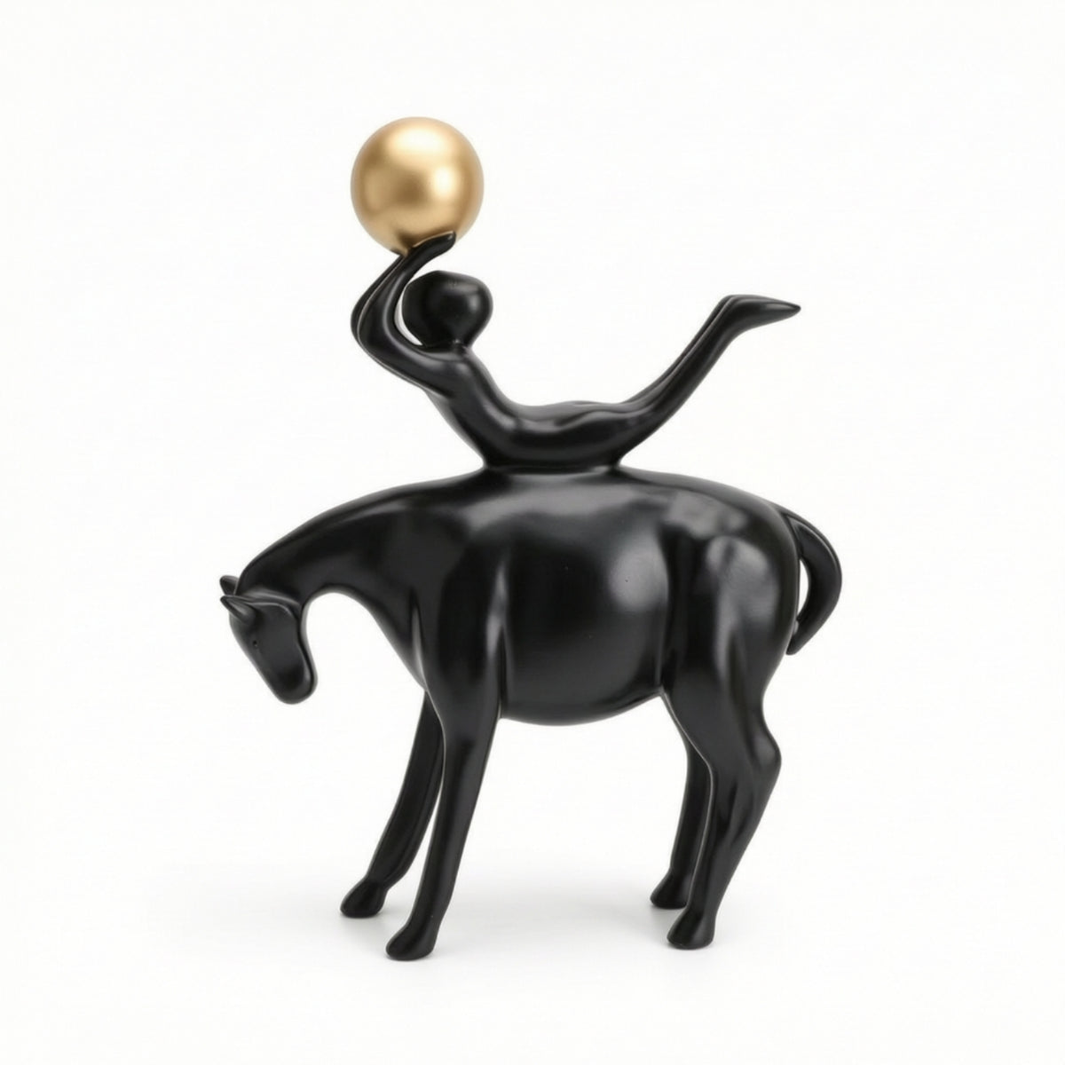 Horse Sculpture with Sphere Modern Figurine Abstract for Entryway, Bookshelf