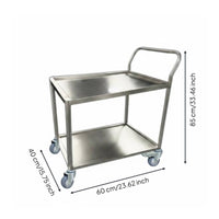 Anti-Static Laboratory Instrument Trolley High Load Capacity 2-Tier Stainless Steel Trolley Quiet Casters Heavy Duty Tool Trolley Long-Lasting for Workshop, Warehouse, Kitchen