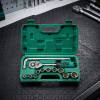 Full Polish Chrome Socket Wrench Kit Socket Set with Case Organized Ratchet Set Compact for Mechanics