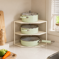 White Steel Rack Corner Shelf Metal Shelf Kitchen Living Storage Stylish