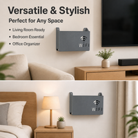Router Storage Box, Cable Management Box for Router, Drill Wall Mounted WiFi Storage, Vented Cable Organiser Box for Desk