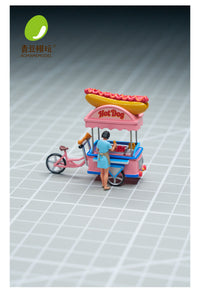 青豆模玩-1:64街头热狗&冰淇淋 1/64小比例微缩场景人偶模型