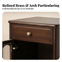 Nightstand with Fluted Glass Door Retro design Bedroom Furniture for Homeowners