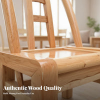 Traditional Low-Back Chair Engraved Backrest Armless Wooden Chair for Homeowners