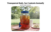Transparent Body Plastic Beverage Jug with Tap Easy-Pour Spout Plastic Drink Dispenser Large Capacity for Campers, Camping, Picnics, Parties