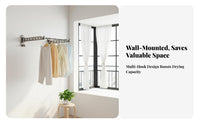 Foldable Hanging Clothes Rack No-Drill Installation Laundry Accessory Retractable sturdyDuty for Apartment Dwellers, Homeowners