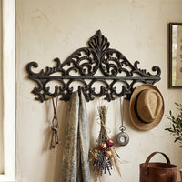 Vintage Cast Iron Geometric Wall Hooks - 5 Hooks for Entryway