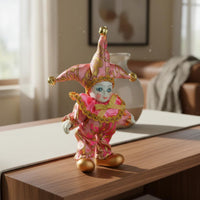 Rose Jester Doll Decorative Fortunate Clown Doll Gold Trim for Collectors
