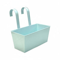 Rectangular Metal Hanging Planter Heavy-Duty Construction Rectangular Railing Planter Drainage Holes Metal Hanging Flower Pot for Indoor