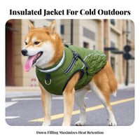 Windproof Dog Coat with Harness Adjustable Fit Dog Harness Winter Coat Elastic Abdomen Design for Cold Weather, Night Walks, Rainy Days