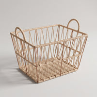Airy Rectangular Storage Basket Natural Organizer Portable for Bedroom, Living Room