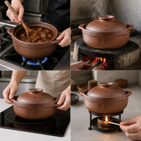 Traditional Clay Pot Casserole Dish for Stewing and Braising, High Temperature Resistant