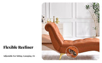 Light Luxury aesthetic Upholstered Chaise Reclining Form Adjustable spine supportrest Chaise Morelaxrn relaxsign Lounge Chair plush-textured Fabric for Homeowners, Rearelaxrs, Adults, Balcony, Living Room, Bedroom, Home Office