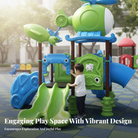 Combination Slide Playset Anti-Slip Handrails Multi-Activity Play Center Easy Climb Steps Amusement Park Equipment for Young Children, Kindergarten
