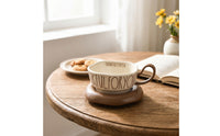 Coffee Cup with Saucer Wide-Rim Ceramic Cup and Saucer Comfortable Grip for Home