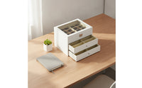 Three-Tier Eyewear Organizer 24-Compartment Glasses Display Case with Lid Transparent Sunglass Box with Drawer Clear for Collectors, Dressing Table, Closet