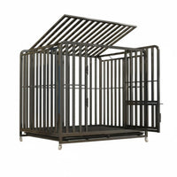 Removable Tray Heavy-Duty Dog Crate Spacious Interior Rolling Metal Bar Enclosure Easy to Clean Pet Enclosure Chew-Resistant-Proof for Owners of Large Dogs, Breeders, Kennel Operators, Indoors, Indoor, Outdoors, Outdoor
