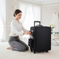 Makeup Case with Rotating Wheels Hard-Sided Sminkkoffert Med Hjul Rolling Organizer with Dividers for Hairstylists, Travel